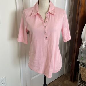 Karen Scott collared tshirt.  Jersey knit with cotton collar